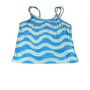 Wonder Nation Girl's Tankini Blue Waves Swim Top Youth Size Large 10-12